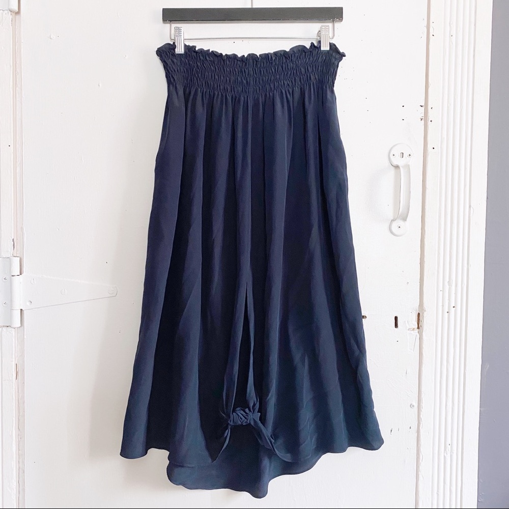 Rachel Comey Navy Silk Twist Tie Midi Skirt Sz M